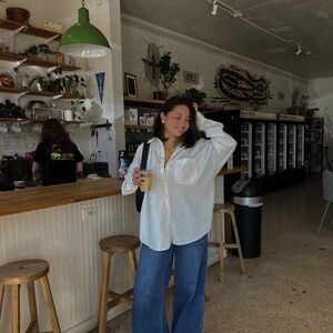 90s White Cotton Button Up Shirt Cardigan Off-white Long Sleeve Oversized